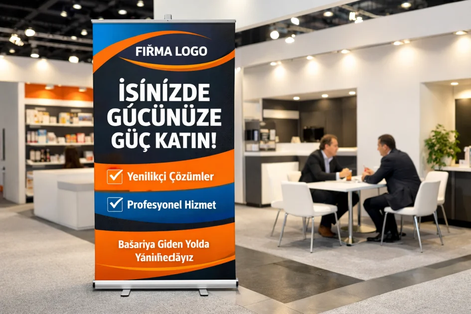 Fuar için roll up hazırlığı: adet, teslim ve dosya kontrolü