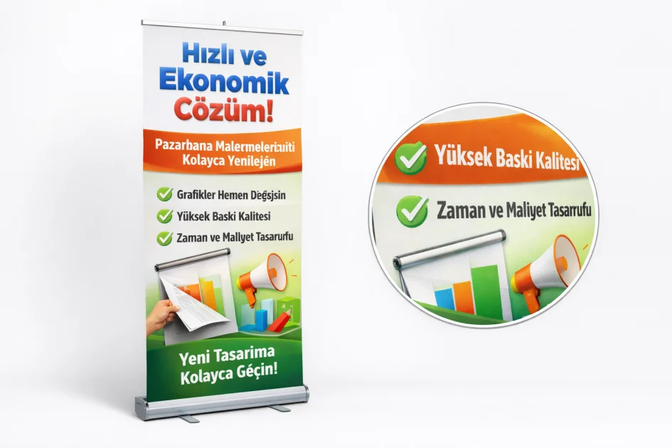 Mekanizmasız roll up baskı: mevcut stand görselini değiştirme